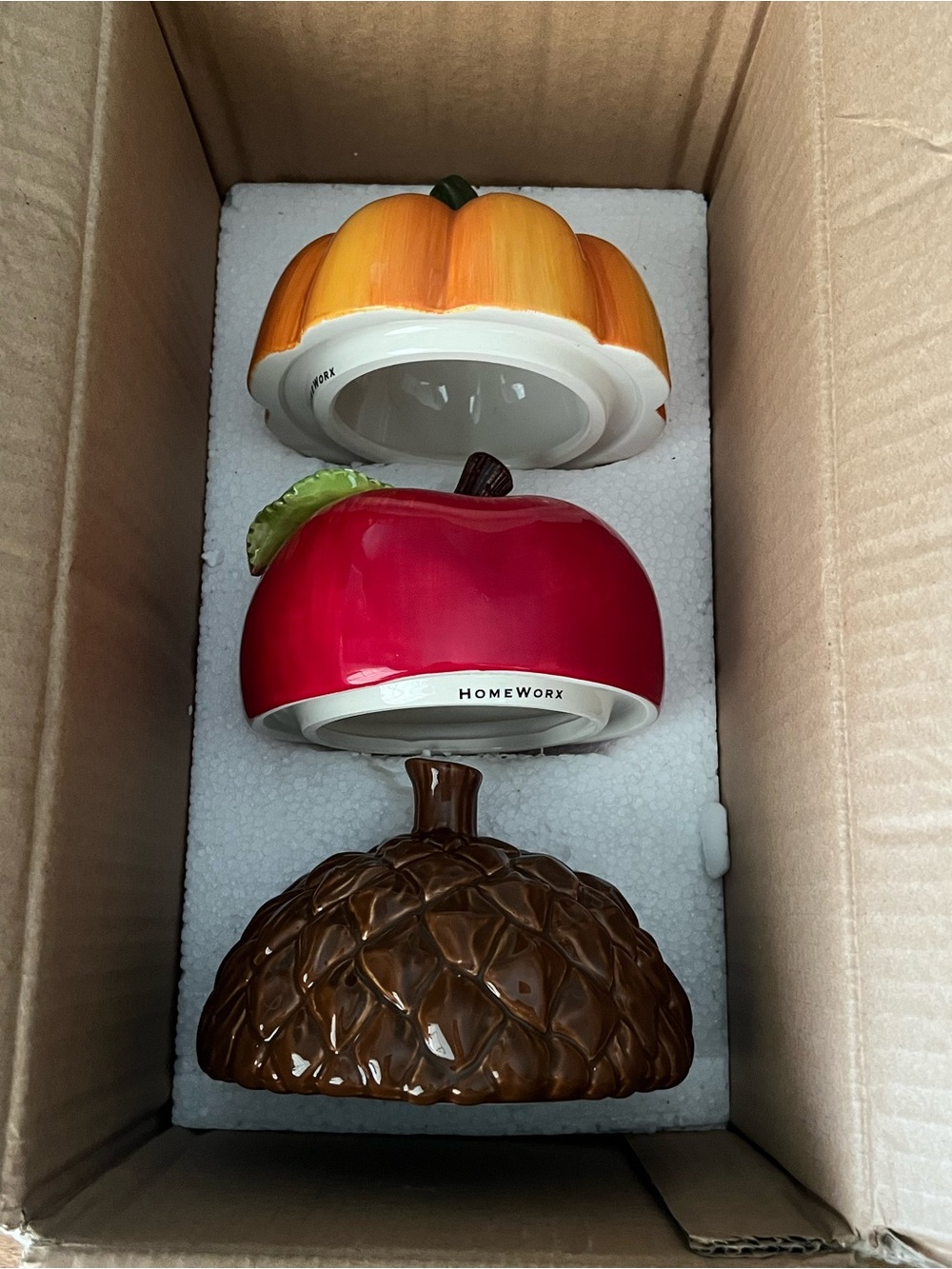 HomeWorx Harry Slatkin ceramic harvest candle lids set 3 NIB